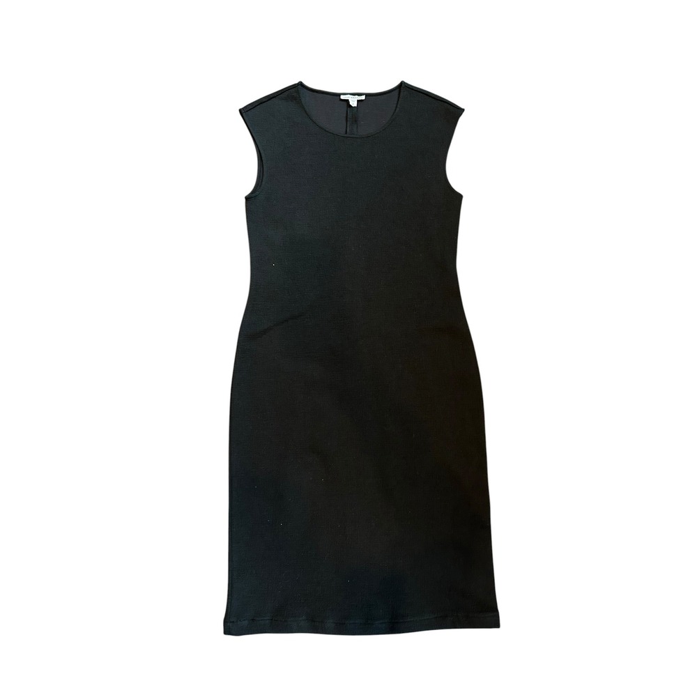 James Perse Black Textured Knit Sheath Dress Sleeveless Minimalist Womens Size 2
